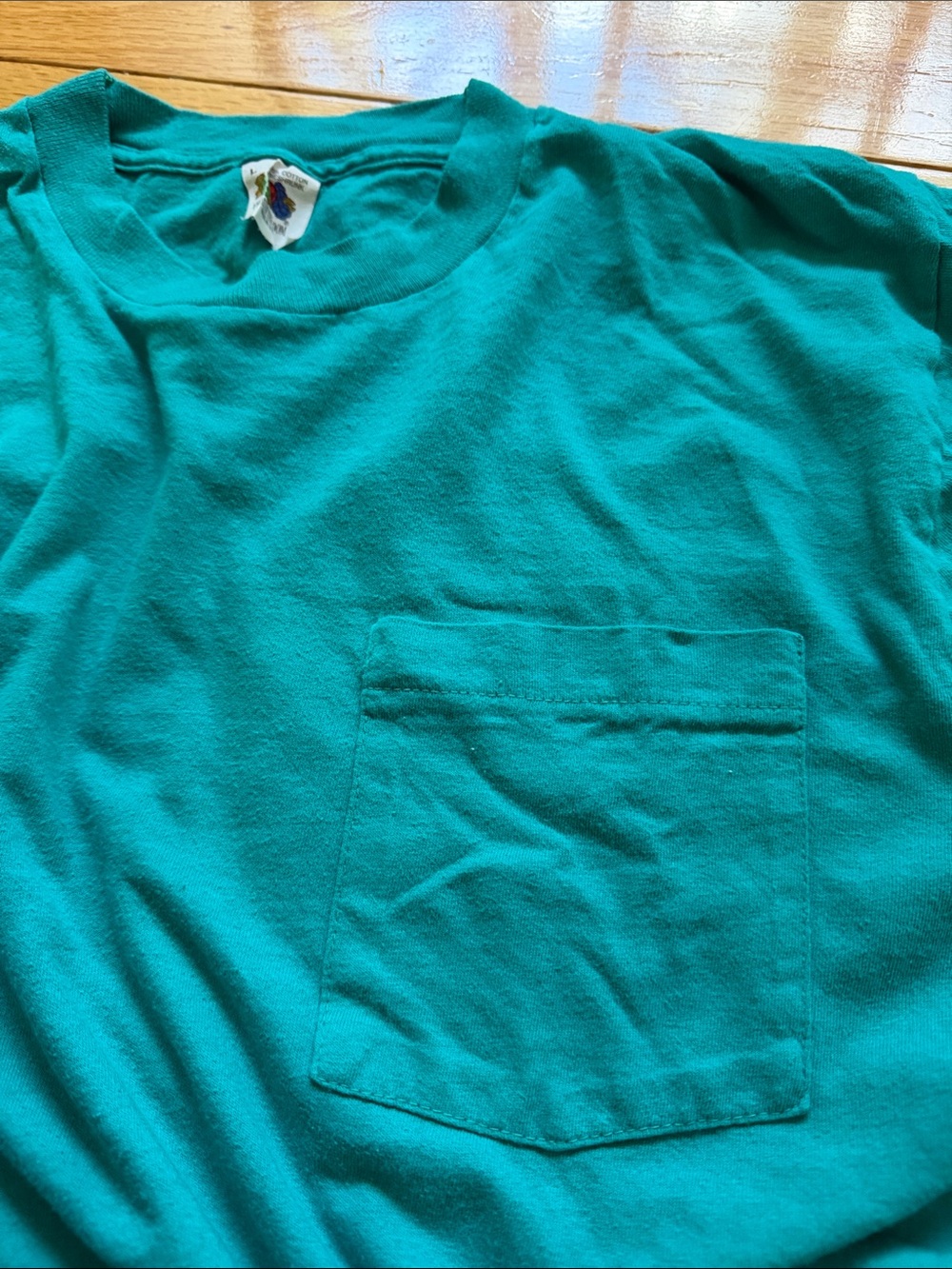 Vintage - 80s-90s Classic Pocket T-Shirt - Teal Blue